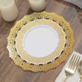 thumbnail image 1 of Efavormart 10 Pack | 7" White With Gold Lace Rim Plastic Dessert Appetizer Plates, Disposable Salad Party Plates, 1 of 11
