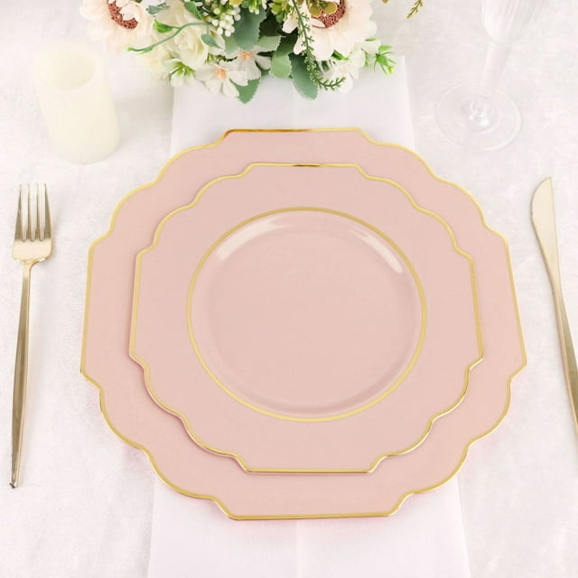 Efavormart 10 Pack | 8" Blush/Rose Gold Hard Plastic Dessert Appetizer ...
