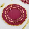 thumbnail image 1 of Efavormart 10 Pack | 8" Burgundy Plastic Dessert Salad Plates, Disposable Tableware Round With Gold Scalloped Rim, 1 of 11