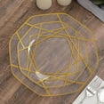 thumbnail image 1 of Efavormart 10 Pack | 8" Clear / Gold Geometric Design Plastic Dessert Plates, Disposable Octagon Salad/Appetizer Party Plates, 1 of 11