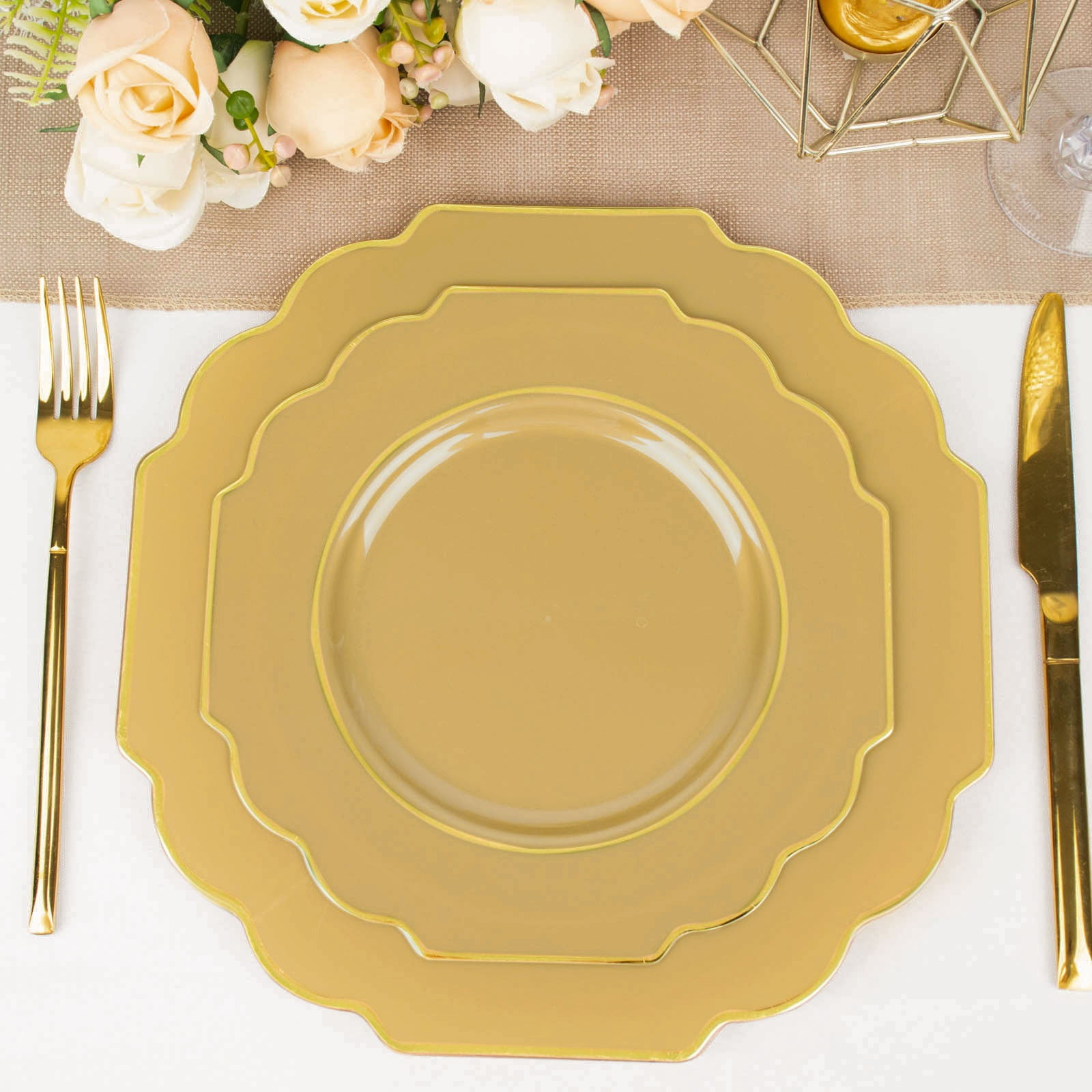 Efavormart 10 Pack | 8" Gold Hard Plastic Baroque Dessert Plates With ...