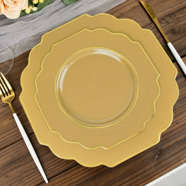 Efavormart 10 Pack | 8" Dusty Rose Plastic Dessert Salad Plates, Disposable Tableware Round With ...