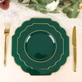 thumbnail image 1 of Efavormart 10 Pack | 8" Hunter Emerald Green Hard Plastic Dessert Appetizer Plates, Disposable Tableware, Baroque Heavy Duty Salad Plates With Gold Rim, 1 of 11
