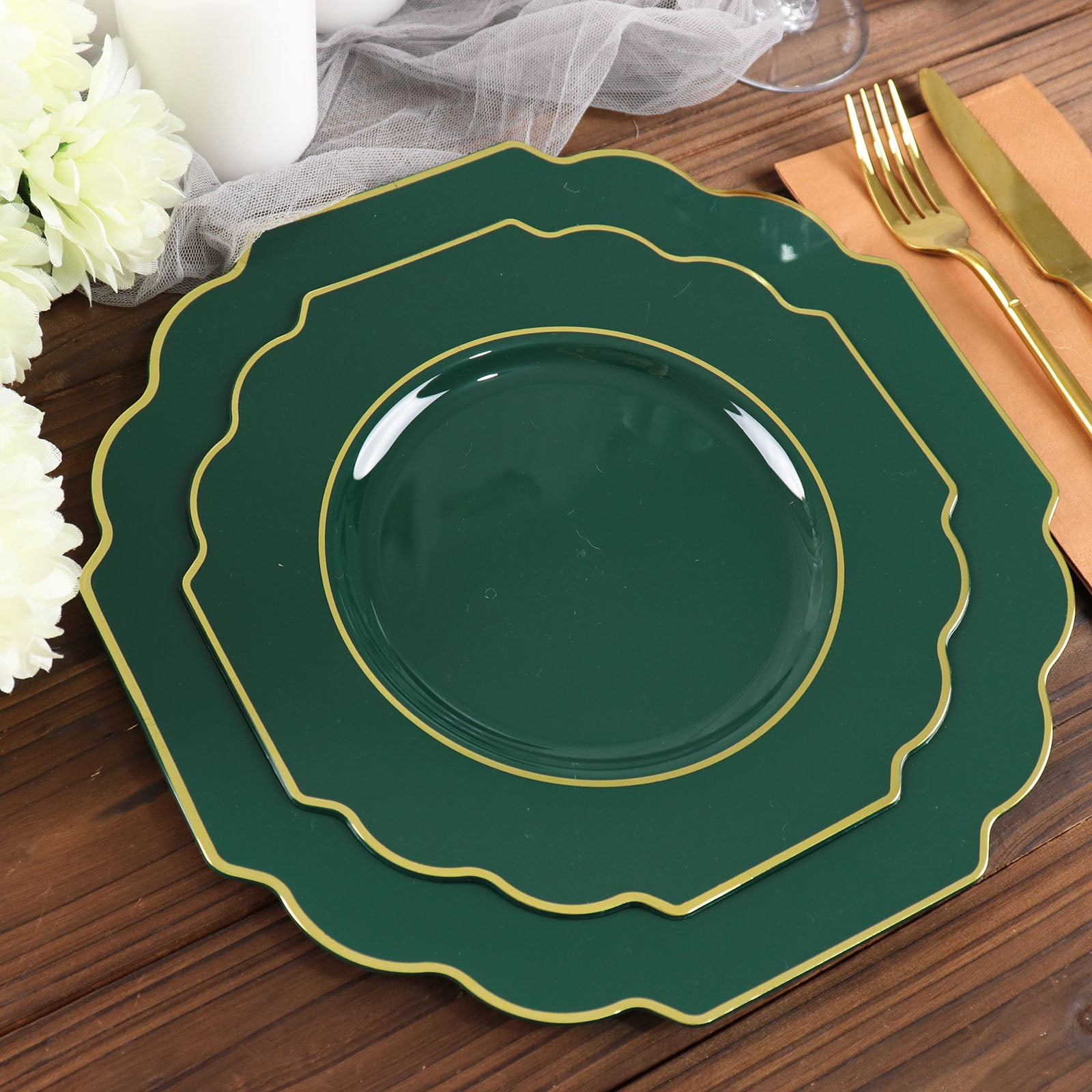 Efavormart 10 Pack | 8" Hunter Emerald Green Hard Plastic Dessert Appetizer Plates, Disposable ...