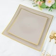 thumbnail image 1 of Efavormart 10 Pack | 8" Taupe / Gold Concave Square Hard Plastic Dinner Plates, Disposable Party Plates, 1 of 11