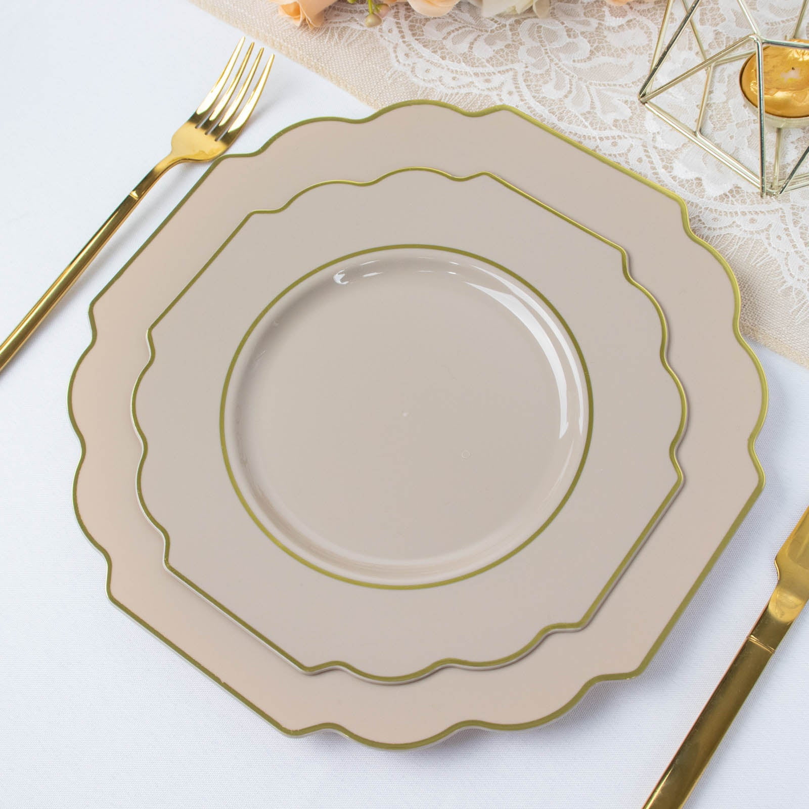 Efavormart 10 Pack | 8" Taupe Hard Plastic Dessert Appetizer Plates ...