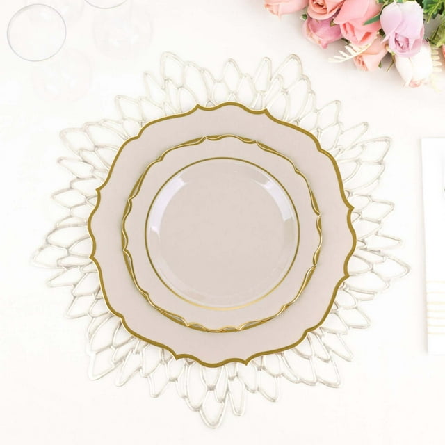 Efavormart 10 Pack | 8" Taupe Plastic Dessert Salad Plates, Disposable ...