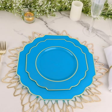 Efavormart 10 Pack | Black/Gold Baroque 8" Round Plastic Dessert Salad ...