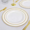 thumbnail image 1 of Efavormart 10 Pack - 8" White Très Chic Round Disposable Plastic Salad Dessert Plates With Gold Rim for Weddings, Birthdays, Parties, Gathering, Graduation Ceremonies, Special Events, 1 of 10