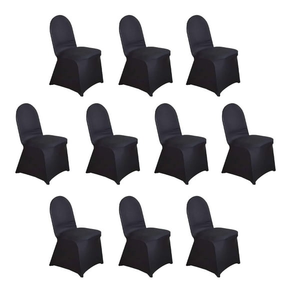 Efavormart 10 Pack Black Spandex Fitted Banquet Chair Covers, Reusable Stretched Slip On Chair Covers