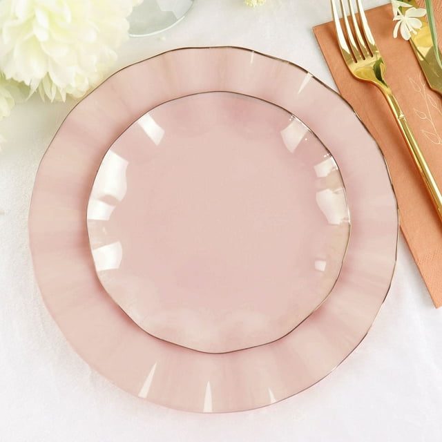 Efavormart 10 Pack | Blush / Rose Gold 6" Round Plastic Dessert Salad ...