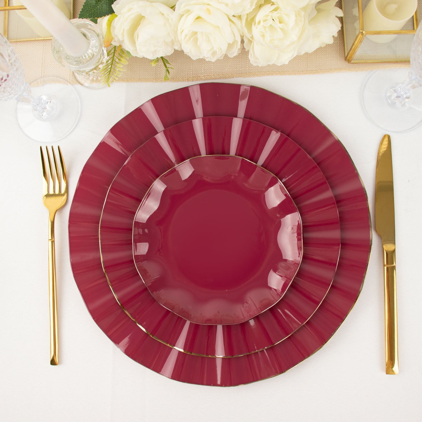 Efavormart 10 Pack | Burgundy 6" Round Plastic Dessert Salad Plates ...