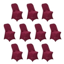 Efavormart 10 Pack Burgundy Spandex Folding Slip On Chair Covers, Stretch Fitted Chair Covers - 160 GSM