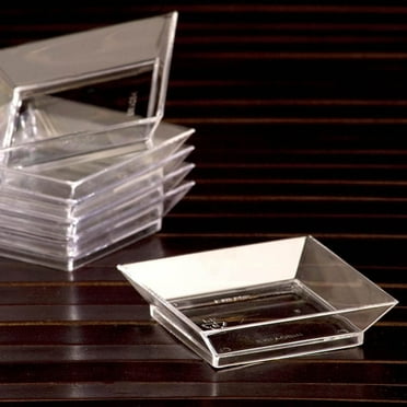 Efavormart 10 Pack - Clear Disposable Plates, 4" Square Dessert Plates for Wedding, Birthday, Reception, Buffet, Upscale Occasions, Catering Events, Restaurants, Bars, Clubs