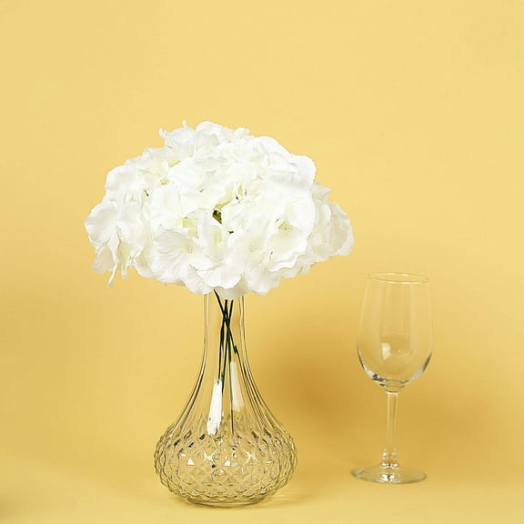 Efavormart 10 Pack Cream Artificial Hydrangeas Head and Wire Stems - Dual Tone Hydrangea Flower