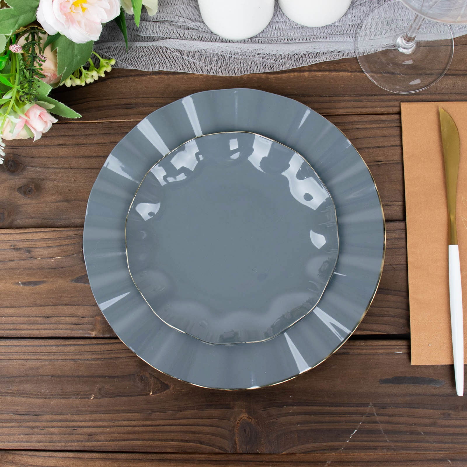 Efavormart 10 Pack | Dusty Blue 6" Round Plastic Dessert Salad Plates ...