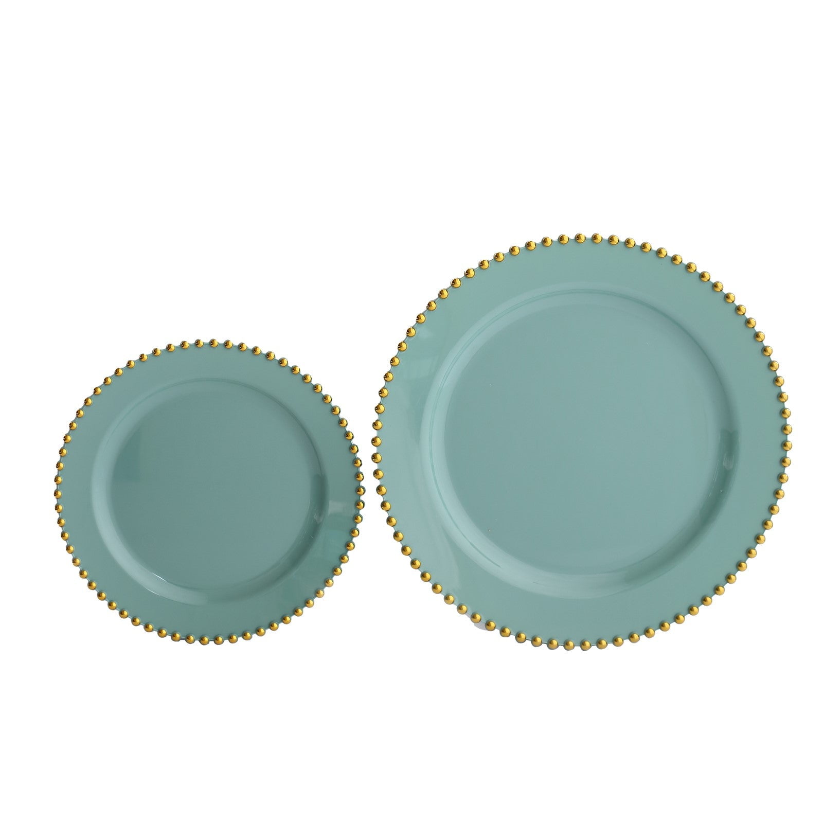 Efavormart 10 Pack Dusty Sage Green Plastic Appetizer Dessert Plates with Gold Beaded Rim ...