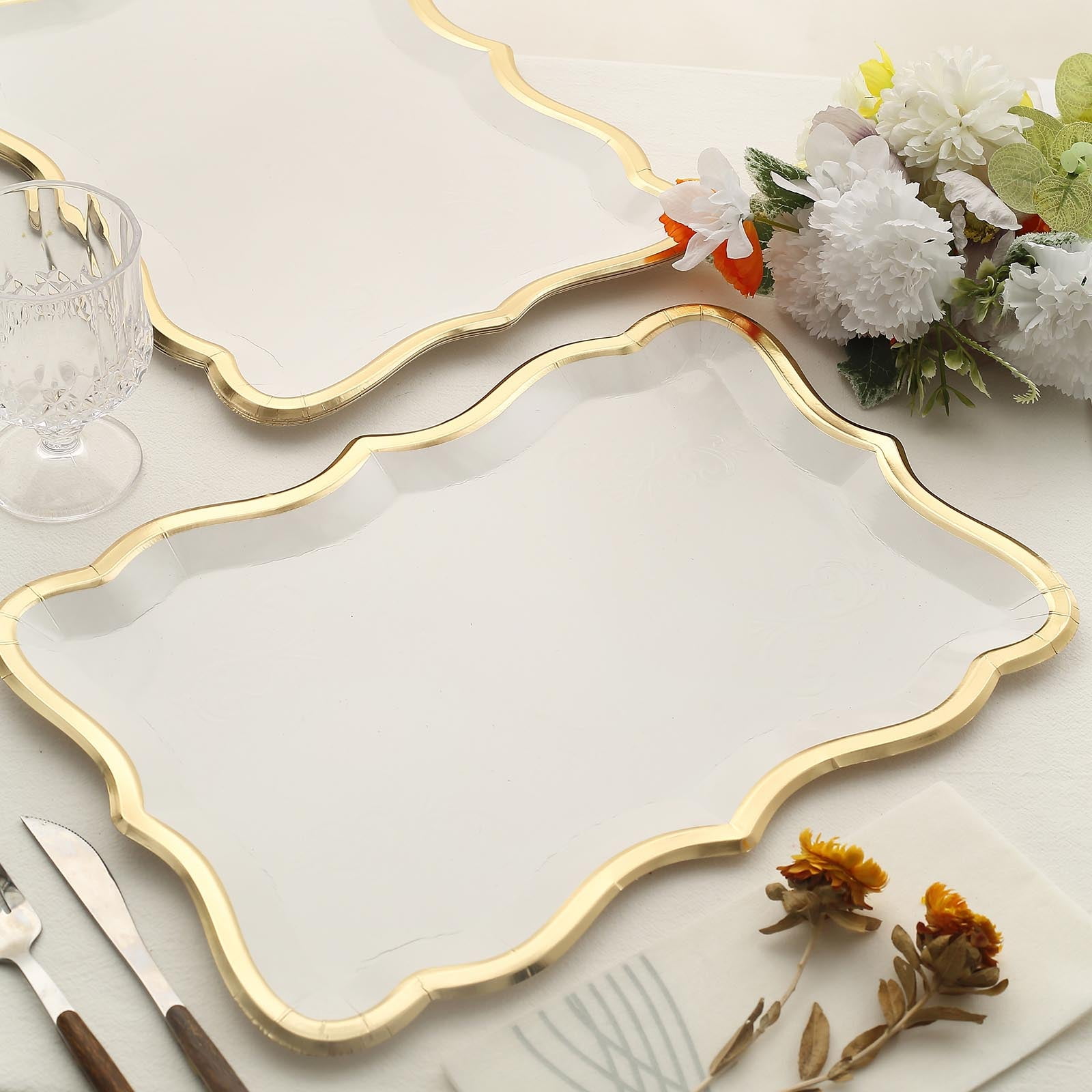 "Efavormart 10 Pack | White/Gold Rim Disposable Trays, 400 GSM Paper ...