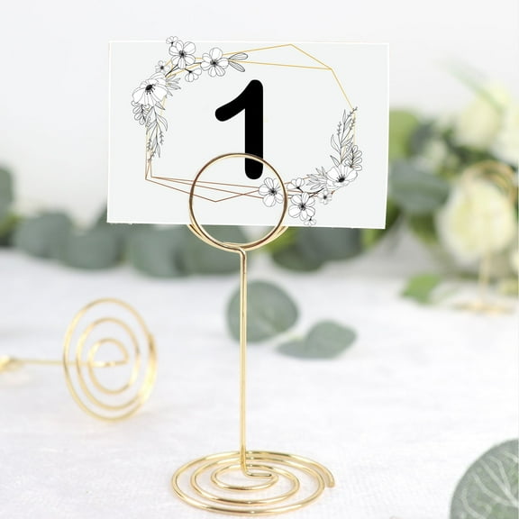 Efavormart 10 Pack | Gold Metal 3.5" Mini Circle Card Holder Stands, Hoop Table Number Stands, Wedding Table Place Card Menu Clips