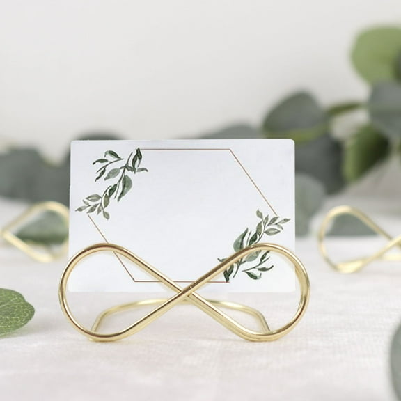 Efavormart 10 Pack | Gold Metal 3" Infinity Card Holder Stands, Table Number Stands, Wedding Table Place Card Menu Clips
