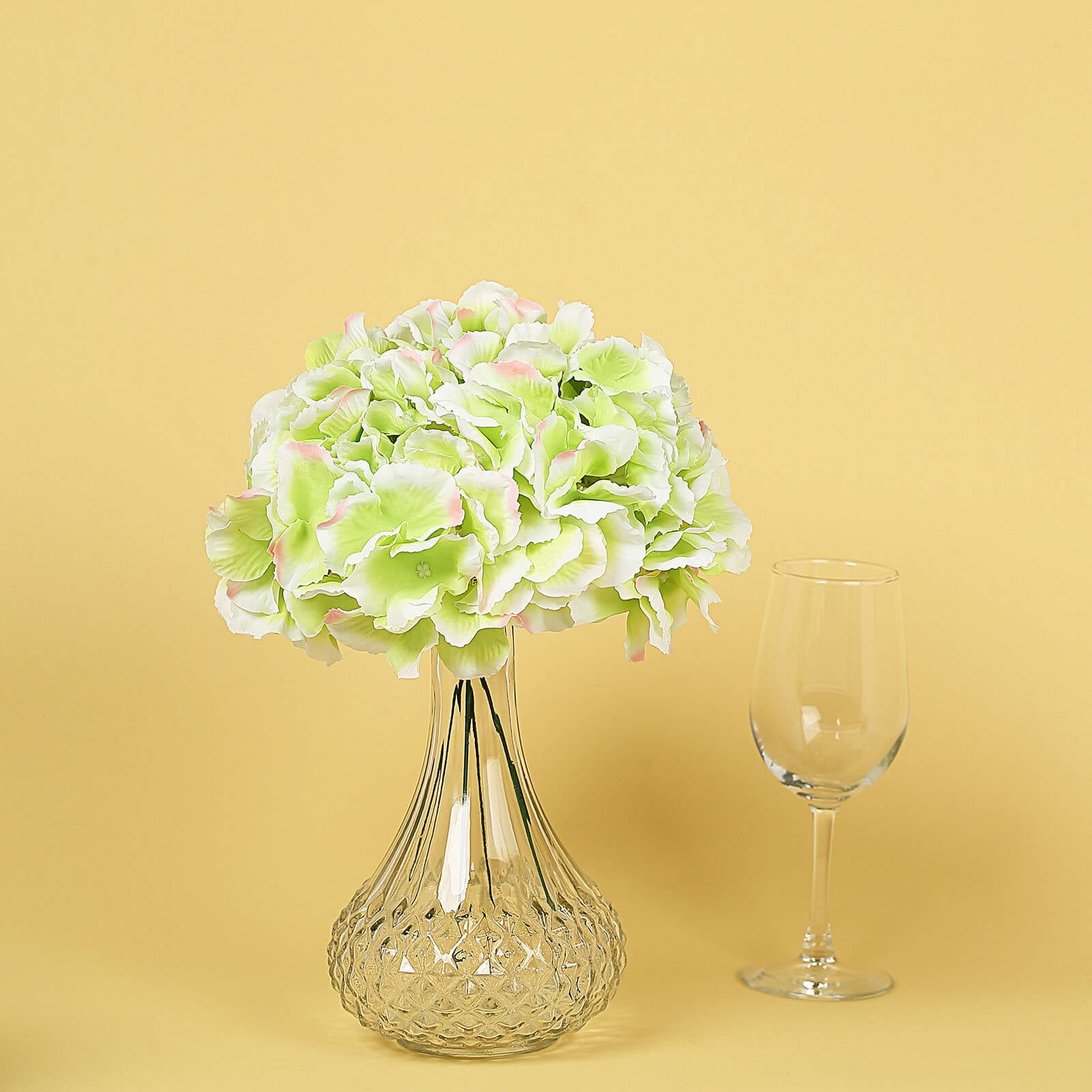 Efavormart 10 Pack Lime Artificial Hydrangeas Head and Wire Stems