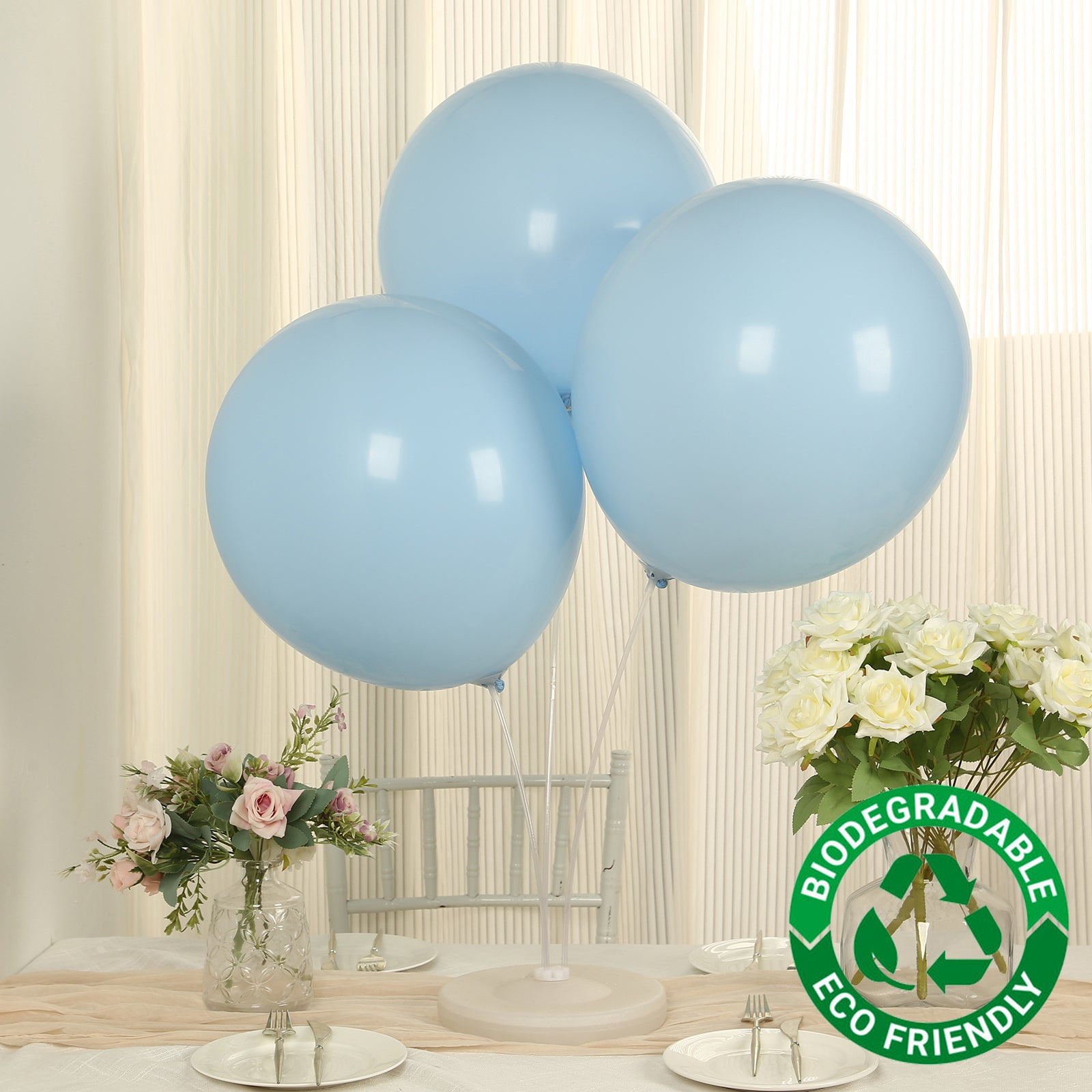 Efavormart 10 Pack Matte Pastel Ice Blue Biodegradable Balloons, Round ...