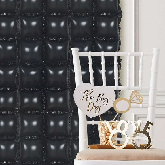 Efavormart 10 Pack | Metallic Black Double Row Mylar Foil Balloon Backdrop, Square Diamond Design Balloon Wall - 43"X11"
