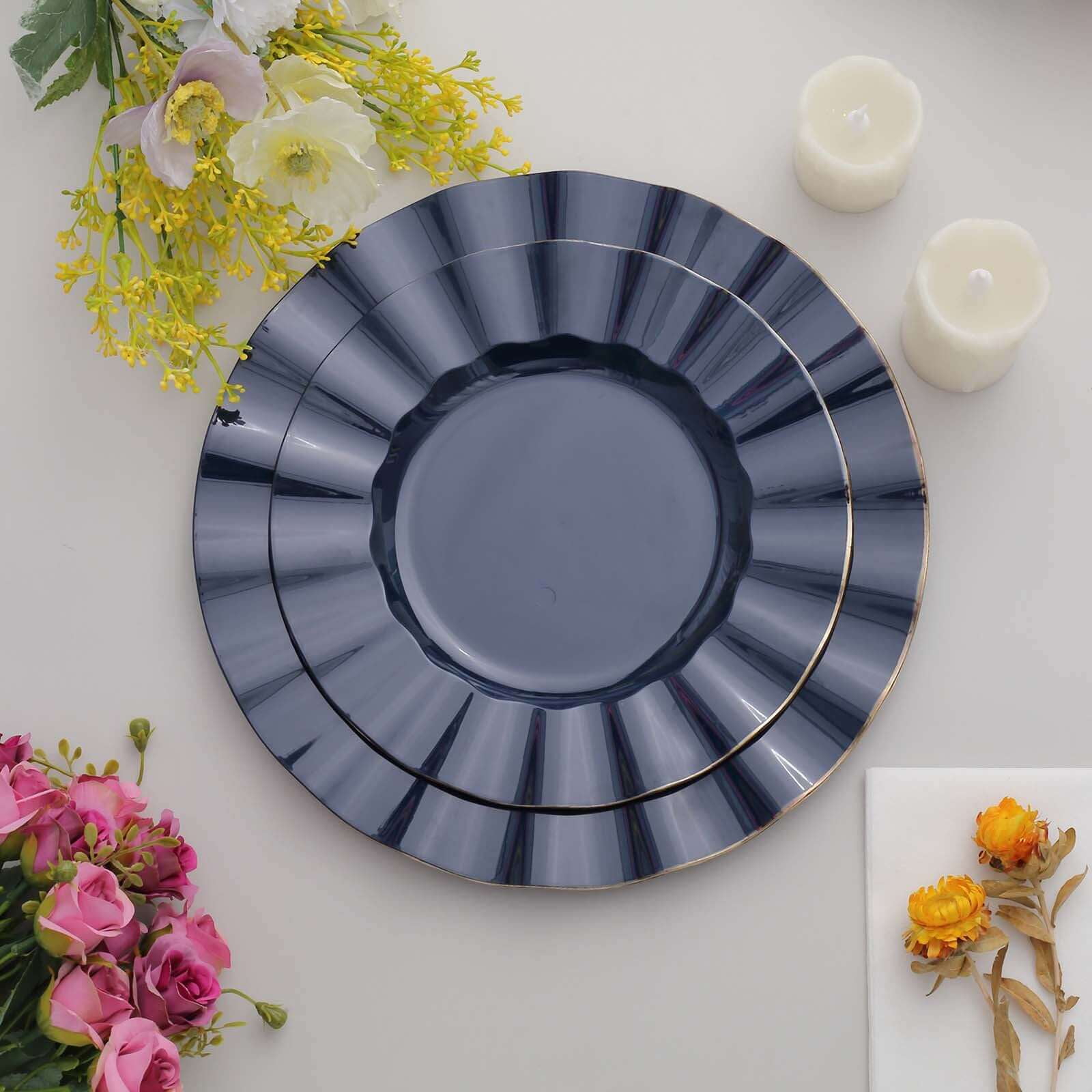 HENXFEN LEAD Ceramic Salad Plates Set Of 4 - 8.75 Inch Reactive Blue, Dishwasher & Microwave Safe