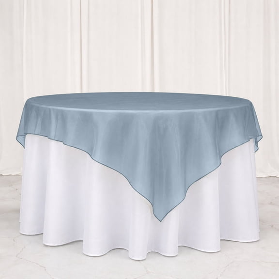 Efavormart 10 Pack Organza Table Overlay 72"x72" Dusty Blue - Sheer Table Topper