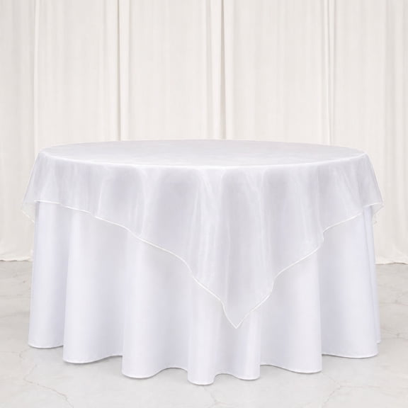 Efavormart 10 Pack Organza Table Overlay 72"x72" White - Sheer Table Topper