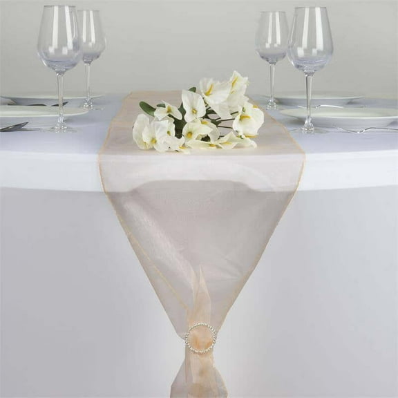 Efavormart 10 Pack Peach Sheer Organza Table Runners - 14"x108"