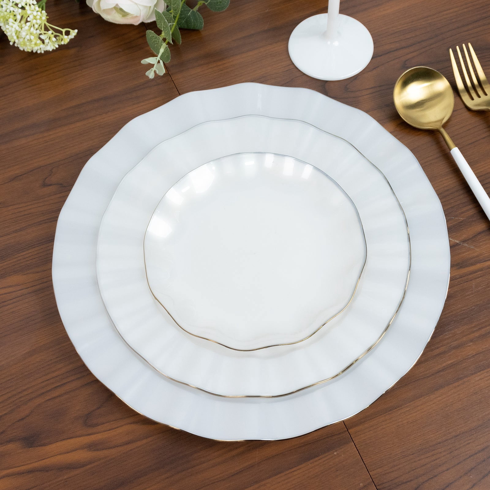 Shell Edge Rim Plates Efavormart 10-Pack Plastic Round Dessert Plates 6