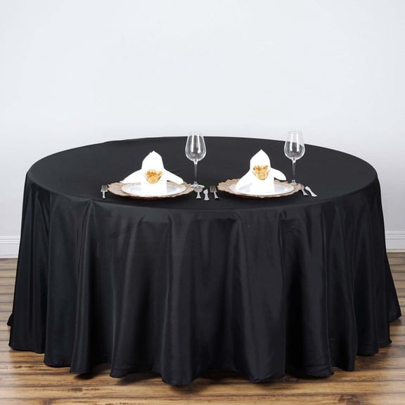 Efavormart 10 Pack Round Tablecloth, 108 Inch Stain & Wrinkle Resistant Washable Table Cloth, Decorative Polyester Fabric Table Cover for Banquet, Wedding, Dining - Black