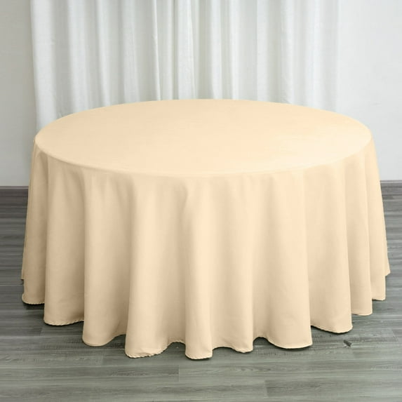 Efavormart 10 Pack Round Tablecloth, 120 Inch Stain & Wrinkle Resistant Washable Table Cloth, Decorative Polyester Fabric Table Cover for Banquet, Wedding, Dining- Beige