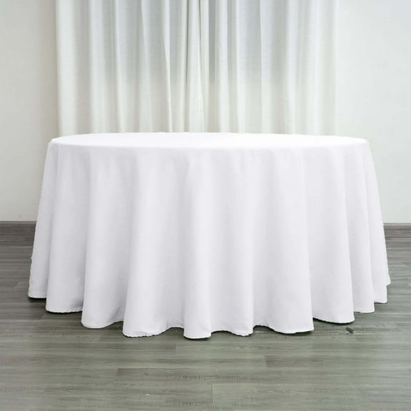 Efavormart 10 Pack Round Tablecloth, 120 Inch Stain & Wrinkle Resistant Washable Table Cloth, Decorative Polyester Fabric Table Cover for Banquet, Wedding, Dining- White