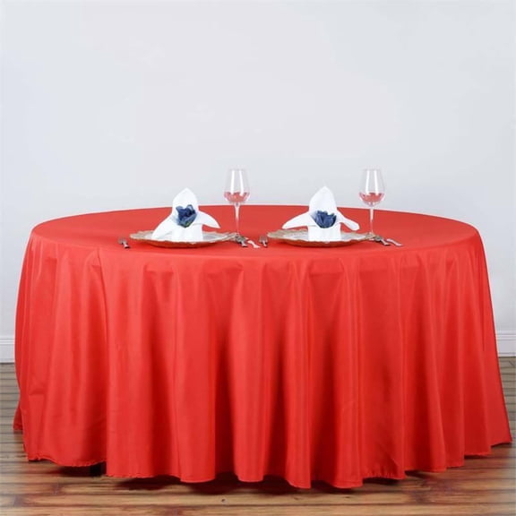 Efavormart 10 Pack Round Tablecloth, 120 Inch Stain & Wrinkle Resistant Washable Table Cloth, Decorative Polyester Fabric Table Cover for Banquet, Wedding, Dining- Red