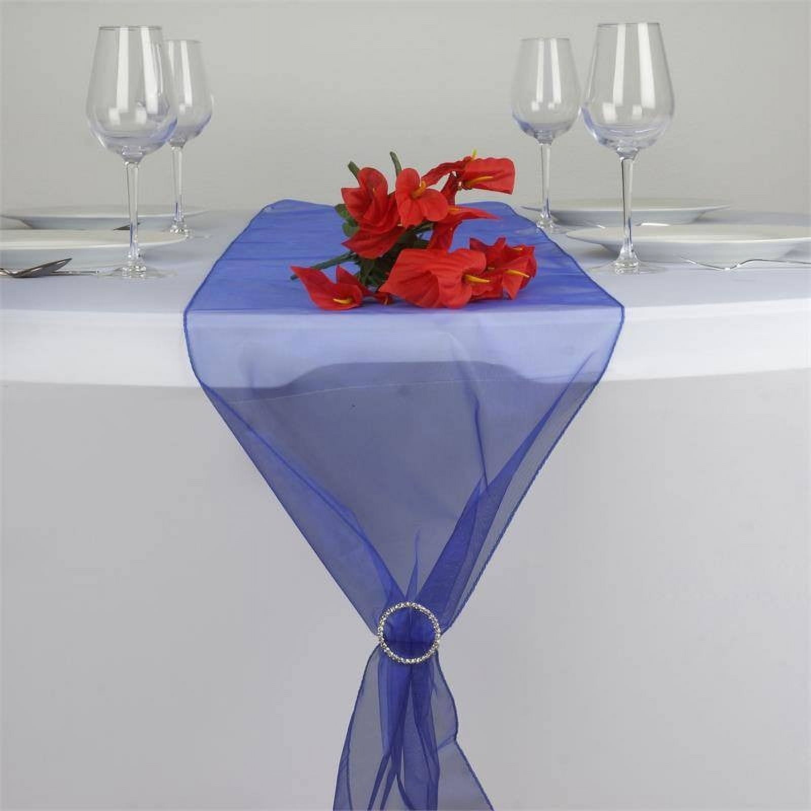 Efavormart 10 Pack Royal Blue Sheer Organza Table Runners - 14"x108 ...