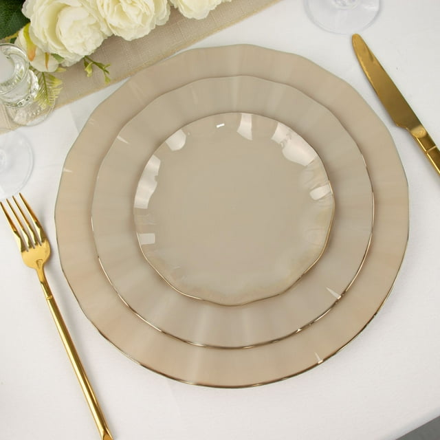 Efavormart 10 Pack | Taupe 6" Round Plastic Dessert Salad Plates ...