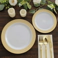 thumbnail image 1 of Efavormart 10 Pack White Plastic Dinner Plates With Beige Gold Spiral Rim, 10" Round Disposable Party Plates, 1 of 11