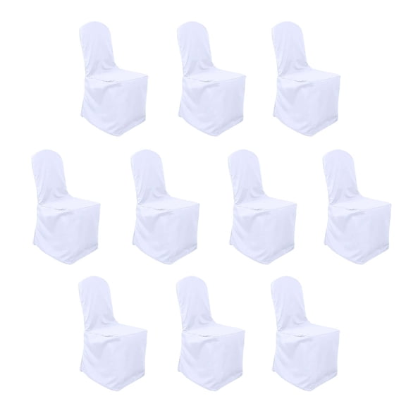 Efavormart 10 Pack White Polyester Banquet Chair Cover, Reusable Stain Resistant Slip On Chair Cover