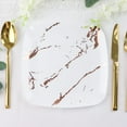 thumbnail image 1 of Efavormart 10 Pack | White/Rose Gold Marble 8" Square Plastic Salad Plates, Disposable Party Plates, 1 of 11