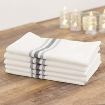 Efavormart 10 Pack White Spun Polyester Bistro Napkins with Gray Reverse Stripes, Premium Restaurant Quality Cloth Napkins - 18"x22"