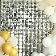 Efavormart 10 Panels | Ritzy Silver Sequin Shimmer Wall Backdrop Panels, Round Sequin Party Backdrop, Active Spangle Wall Art Décor - 12"x12"