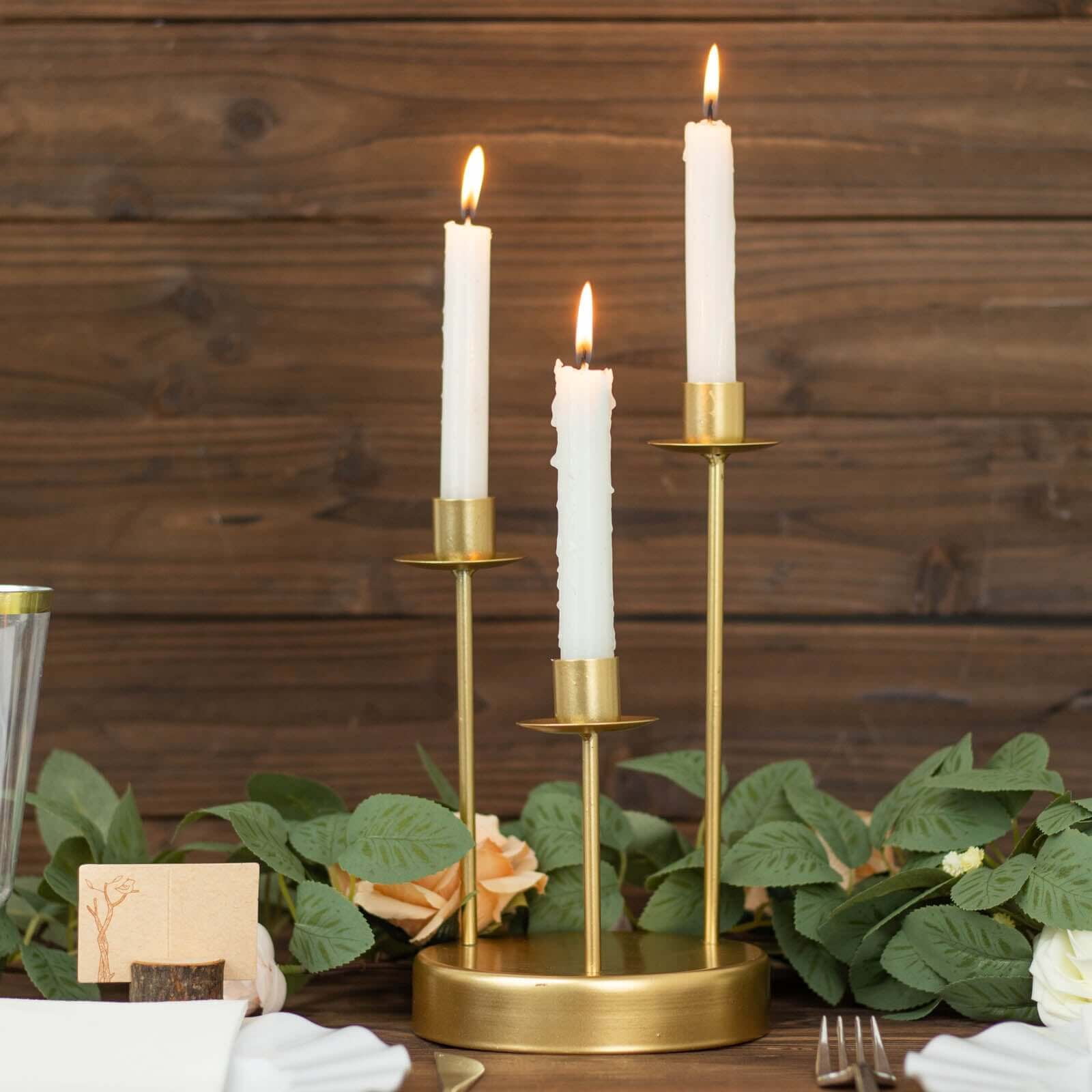 Efavormart 10" Tall Vintage Gold Metal 3-Arm Taper Candle Holder ...