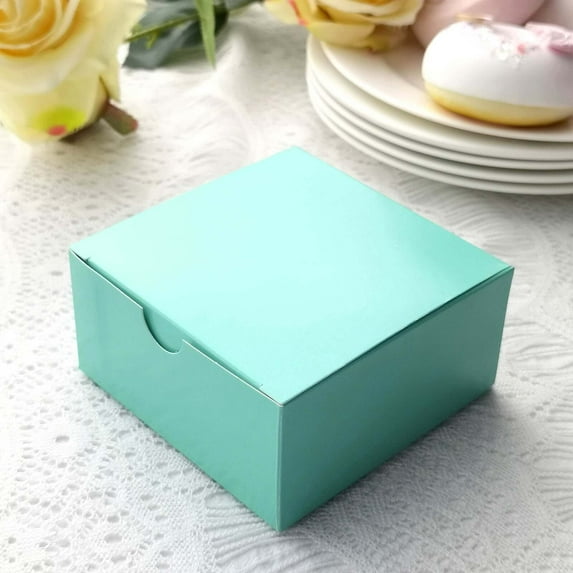 Efavormart 100 Pack | 4"x4"x2" Turquoise Cake Cupcake Party Favor Gift Boxes, DIY
