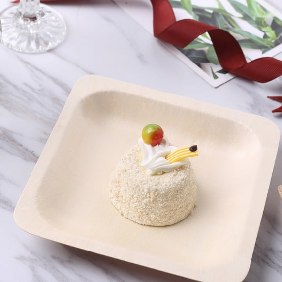 Efavormart 100 Pack | 6" Eco Friendly Birchwood Wooden Dessert, Appetizer Plates