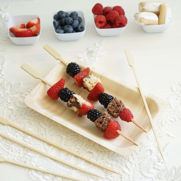 Efavormart 100 Pack 9.75" Natural Paddle Bamboo Skewers Cocktail Picks Cocktail Sticks