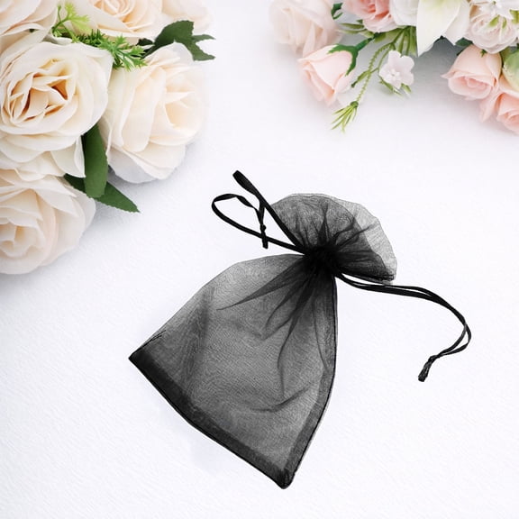 Efavormart 100 Pack Black Organza Drawstring Gift Bags, 4" x 6" – Wedding Party Favor Bags