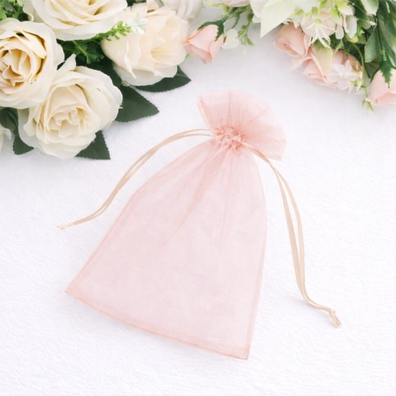 Efavormart 100 Pack Blush Organza Drawstring Gift Bags, 5" x 7" – Wedding Party Favor Bags