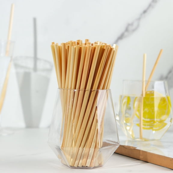 Efavormart 100 Pack | Compostable Plant Based Disposable 100% Plastic FREE Straws, Eco-Friendly 6" Wheat Drinking Straws